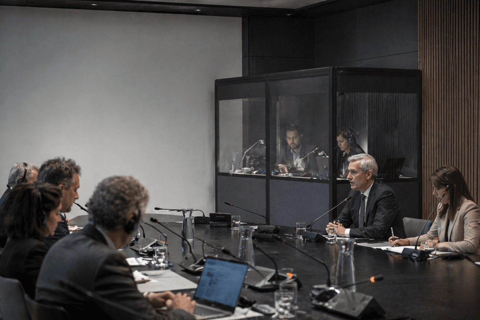 Illustration d’une réunion institutionnelle formelle avec interprétation